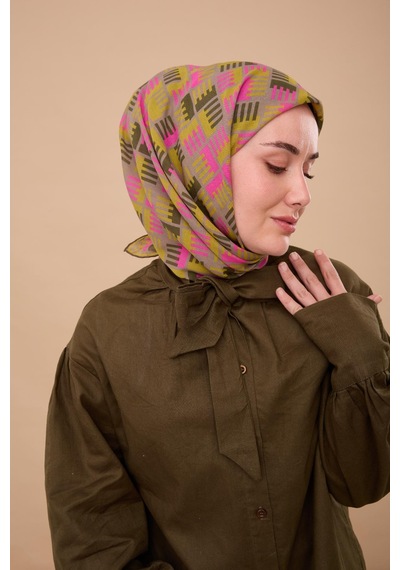 Silk Home Yaz Esintisi Eşarp 150001-06 Yeşil Kahve, Asit, Pembe, Kına Yeşili