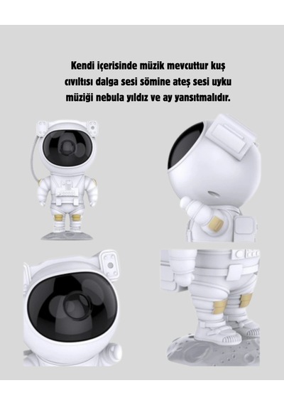 Hubrendy Kargo Bluetooth Müzikli Astronot Projeksiyon Lambası Yıldız Ve Ay Efektli Diğer