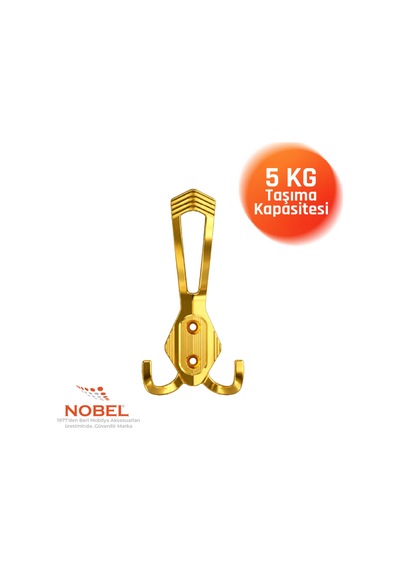 Has Portmanto Askısı, Metal Vestiyer Askısı, Altin, Duvar Ve Dolap Askılığı 5'li Set Vidalı Altın