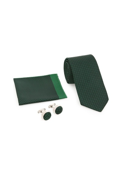 Yeşil Kravat Kol Düğmesi Hediyelik Set-brianze Kmk-19