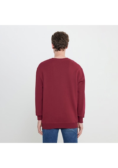 Lee Erkek Bordo Yuvarlak Yaka Sweatshirt Bordo