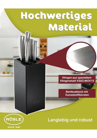 Rösle Basic Line Bıçak Seti 6 Parça 13755 - Bambu Fırçalı Stant Diğer