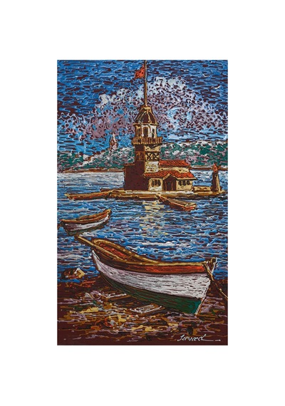 Doku Ve Renklerle Kız Kulesi'nde Boğaz Rüyası 57 x 35 CM