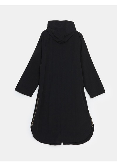 Lcwaıkıkı Classic Siyah Kapüşonlu Düz Oversize Kadın Tunik