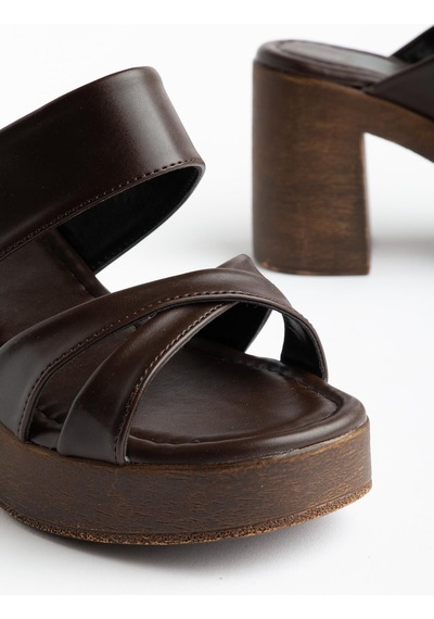 Suins Aksy Model Platform Topuklu Terlik Kahverengi