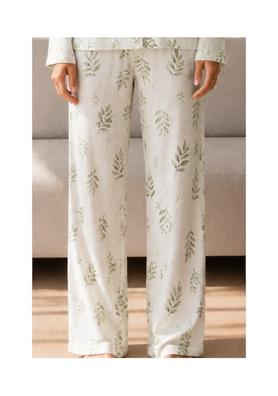 Fit Women Kadın Desenli Basic Kış Çağla Yeşili Pijama Takımı