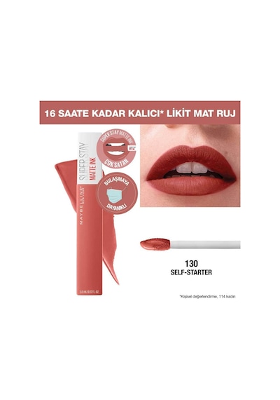 Maybelline New York Super Stay Matte Ink Likit Mat Ruj 130 Self