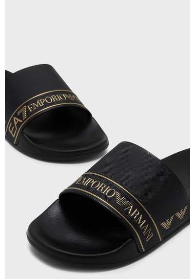 EA7 Logo Baskılı Şerit Detaylı Terlik Unisex Terlik 7x000110 Af15128 Mc139 Siyah-gold EA7 Logo Baskılı Şerit Detaylı Terlik Unisex Terlik 7x000110 Af15128 Mc139 Siyah-gold