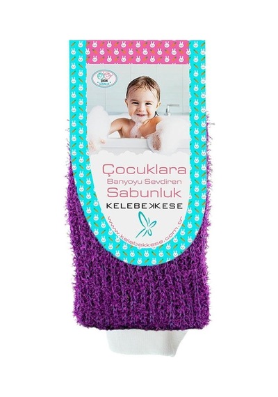 Kelebek Kese Çocuk Sabunluk Kesesi Mor