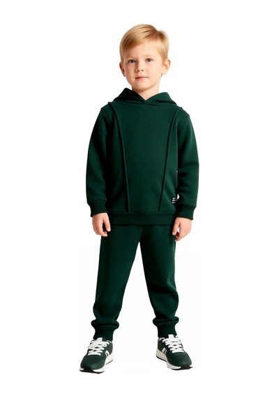 Ersefa Erkek Çocuk İki Parçalı Kapüşonlu Sweatshirt Ve Eşofman Takımı Gü Petrol