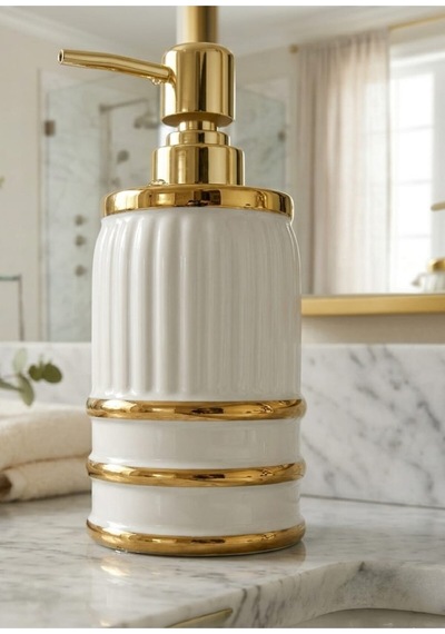 Porselen Sıvı Sabunluk - Lüks Banyo Ve Mutfak Sabunluk - 350 Ml Altın - 887962393 Altın