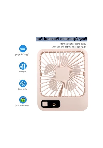Katlanabilir Kişisel Masa Fanı, Usb Şarj Edilebilir 5 Hız Modu İle