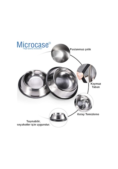 Microcase Kedi Köpek Metal Mama ve Su Kabı AL3118 22 CM 2 x 500 ML