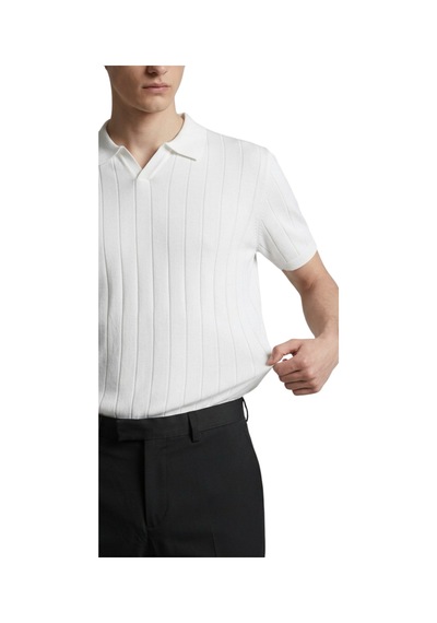 Anthony Jackson Premium Erkek Triko Polo Yaka T-shirt Ravello Beyaz