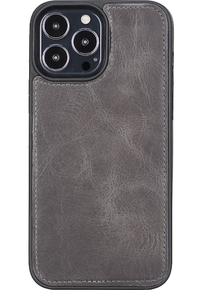 Apple Uyumlu iPhone 13 Pro Max Deri Cüzdanlı Kılıf MWWN TN1 Gri