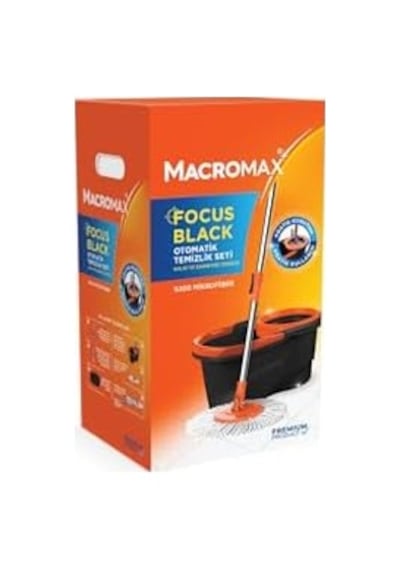 Focus Black Otomatik Temizlik Seti, Pedalsız Döner Sıkmalı 360 Başlıklı Mikrofiber Paspas 000 Açık Krem