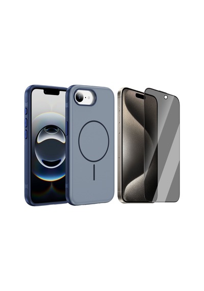 Vendas iPhone 16e Uyumlu Joko Neksa M-safe Kapak + Privacy Cam Ekran Koruyucu Lacivert