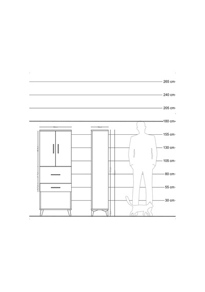 Arges Dolap 3 Raflı 2 Çekmeceli 2 Kapaklı 60x30x163 Çam-çam Çam