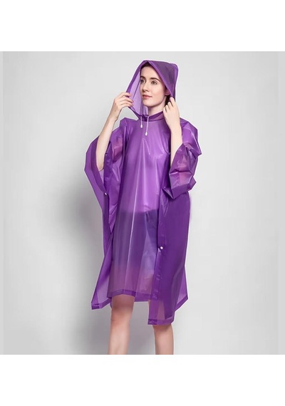 Panço Yağmurluk Kapüşonlu Yağmurluk Yağmurluk Panço - Şeffaf Yağmurluk Oversize Panço Mor
