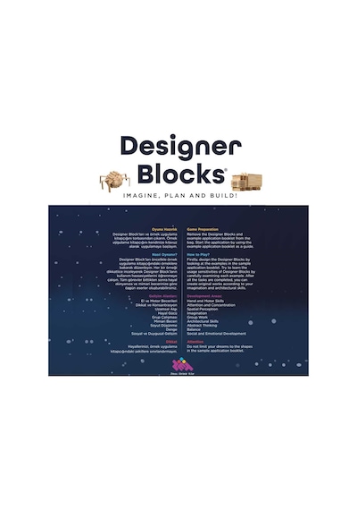 Designer Blocks 100 Doğal Ahşap Parça 3+ Yaş 1+ Oyuncu