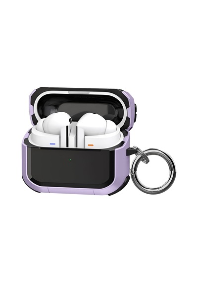 Galaxy Buds 3 Pro, Buds 3 Ve Buds 3 Fe İle Uyumlu Darbelere Karşı Ultra Güçlü Çift Renkli Sert Kenarlı Mat Silikon Kılıf Lila, Galaxy Buds 3 Pro/3/3 Fe