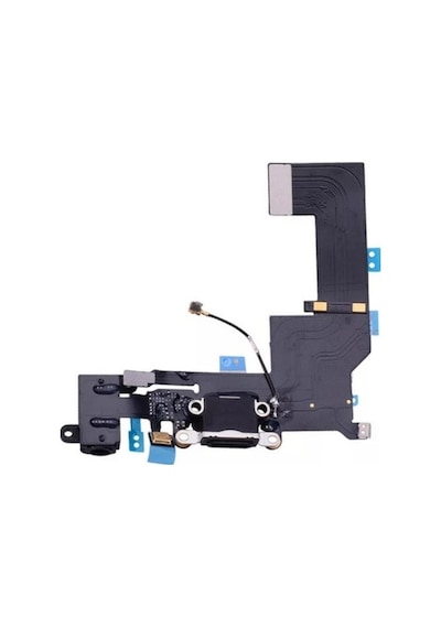 Apple Uyumlu iPhone 5S Şarj Soketi Kulaklık Soketi Mikrofon Filmli - Siyah