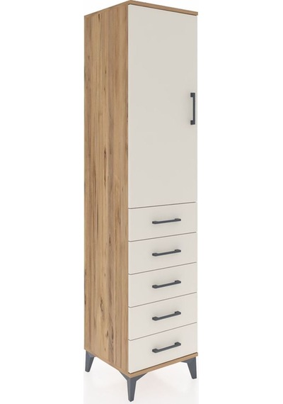 Hyperion Dolap Tek Raflı 5 Çekmeceli Tek Askılı 44x44x195 Çam-aytaşı Atlas Çam