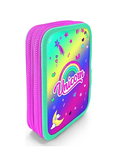 Coral High Organizer İki Katlı Kalem Çantası - Yeşil Mor Unicorn, Kız Çocuk, Yeşil Mor Unicorn Mor - Yeşil - Sarı