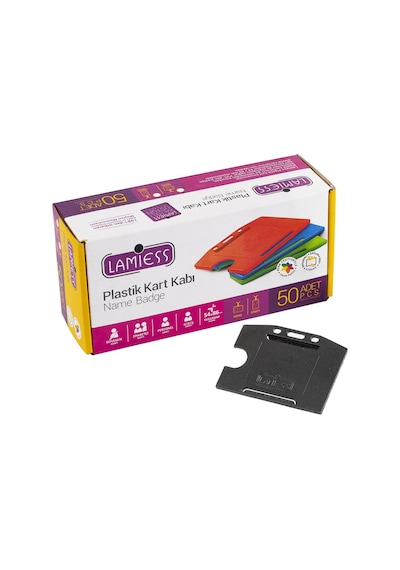 Lamiess Lms 214 Yatay Plastik Kart Kabı Siyah 50'Li