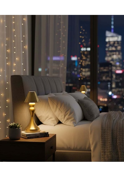 Modern Zarif Led Şarjlı Gold Ambiyans Gece Lambası Altın