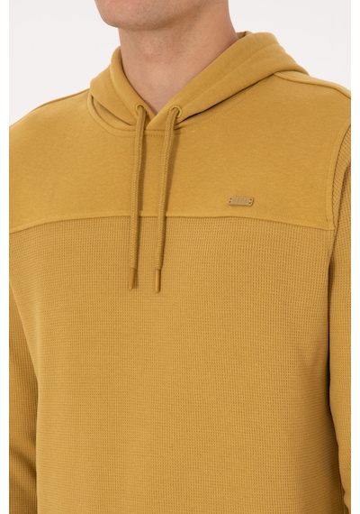 U.S. Polo Assn. Erkek Regular Fit Kapüşonlu Petek Dokulu Hardal Sweatshirt 50315526-VR151