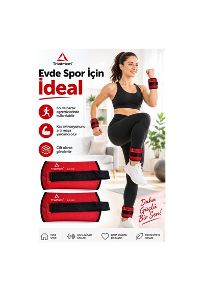 0,5 Kg X 2 Adet El Ayak Bilek Ağırlığı Ayarlanabilir Fitness Pilates Ağırlık Seti Kırmızı Kırmızı