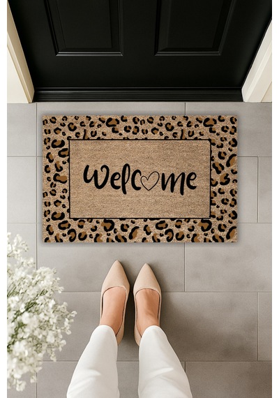 Dormot 1modern Dijital Baskı Paspas - Leopar Welcome Door Mat - Kapi Onu Paspasi Çok Renkli