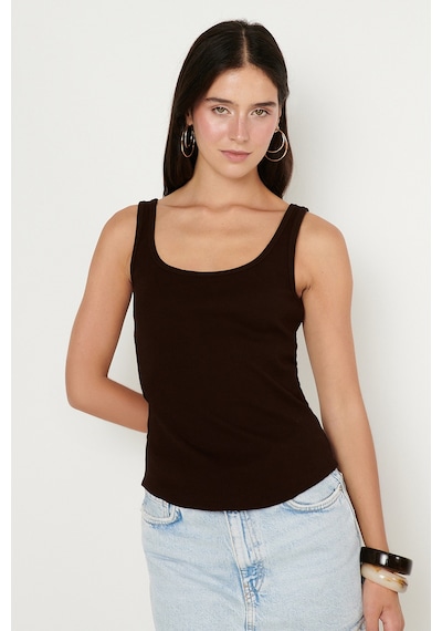 Ac&co / Altınyıldız Classics Kadın Kahverengı Pamuklu Kaşkorse Yumuşak Dokulu Slim Fit Dar Kesim Bisiklet Yaka Esnek Body Kahverengi