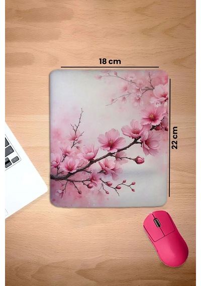 Sonictouch Bilek Destekli Japon Kiraz Çiçeği Dikdörtgen Pürüzsüz Yüzey Dikişsiz Mouse Pad 18x22cm Mousepad