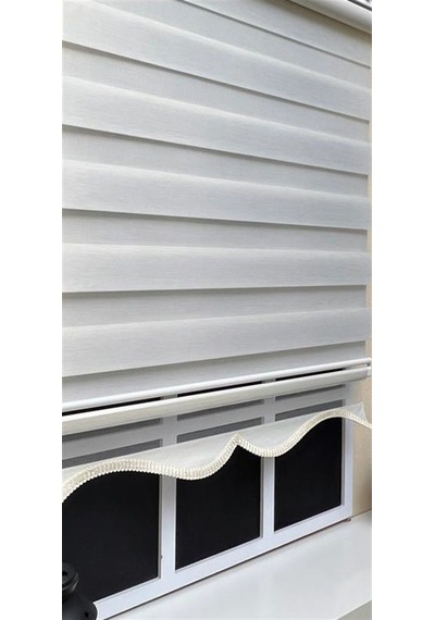 Storburada Zebra Stor Perde Ekru Etek Dilimli Z-stb400v02 Ekru