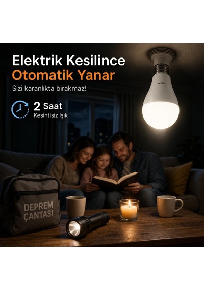 Ecolite Şarjlı Led Acil Durum Ampulü 9w E27 Sarı