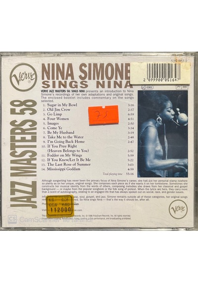 Plak Değildir Cd Dir Cd Nina Simone Sings Nina Jazz Masters 58