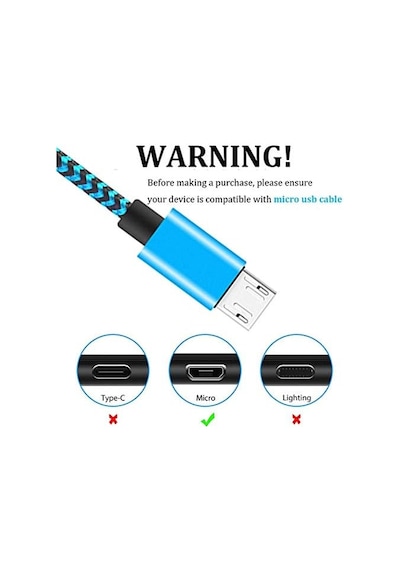 Micro-usb Hızlı Şarj Kablosu, 1 Metre, 2.1a, Kopmaz Naylon Örgülü Veri Kablosu, , Xiaomi Ve Micro-usb Girişli Tüm Cihazlar İle Uyumlu