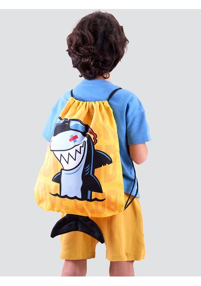 Denokids Shark Erkek Çocuk Sarı Sırt-plaj Çantası Çok Renkli