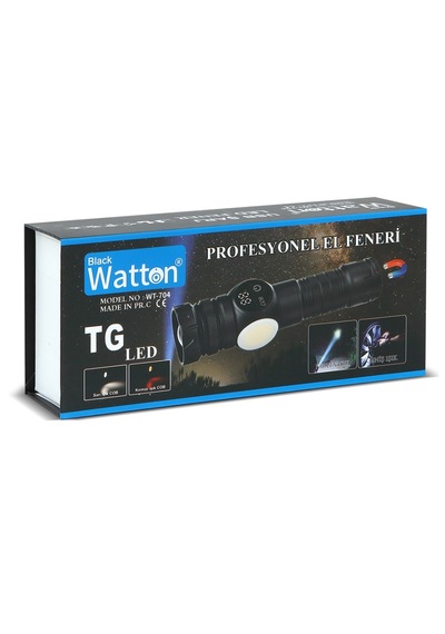 Watton Wt-704 9 Mod Şarjlı Kamp Lambası El Feneri Siyah