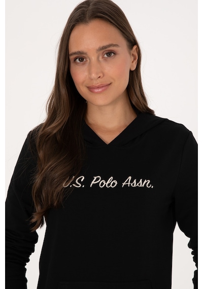 U.S. Polo Assn. Kadın Siyah Kapüşonlu Sweatshırt 50313559-VR046
