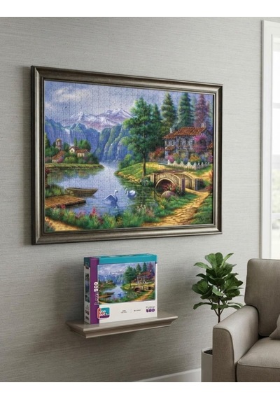 Çiçekli Göl Ve Kuğu Gölü İkili Set - 1000 + 500 Parça İkili Puzzle Seti