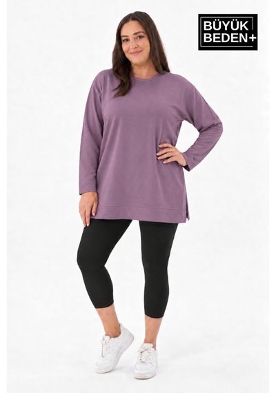 Süperlife Kadın Tunik Büyük Beden İnce Sweatshırt Spr26btk990 Rose