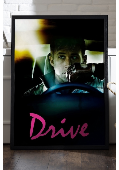 Drive Siyah Ahşap Çerçeveli Poster, Dekoratif Film Duvar Tablosu