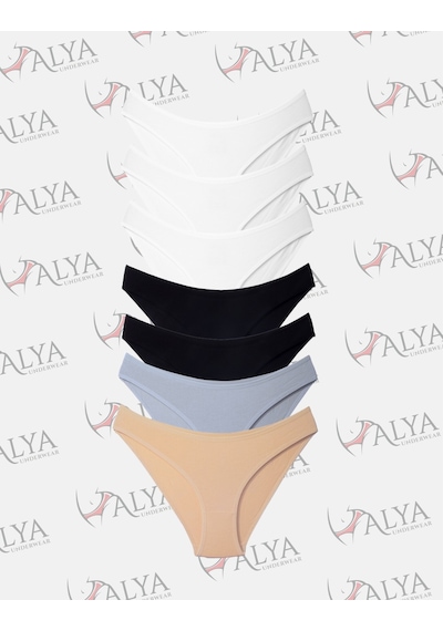Alya Underwear Kedi Baskılı Su Yolu Lastikli Kadın Bikini Külot-7'li Paket Y02