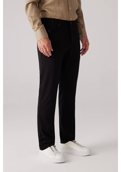 Erkek Siyah Ultra Esnek Rayon Karışımlı Kanvas Pantolon