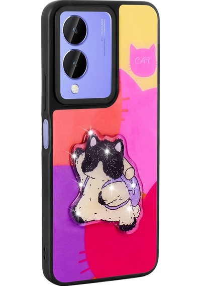 Vivo Y17s İle Uyumlu Kılıf Parlayan Kabartmalı İkonik Figürlü Silikon Kapak