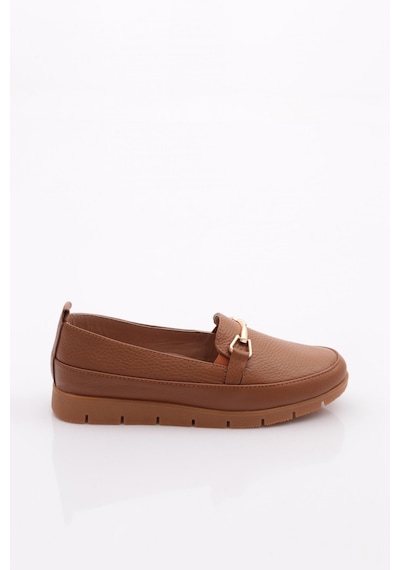 Dgn 2274-4 Kadin Aksesuarli Loafer Ayakkabi Taba Floater