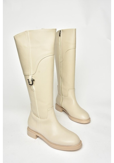 Fox Shoes T973600609 Bej Düz Taban Kadın Çizme Bej-suni Deri Bej